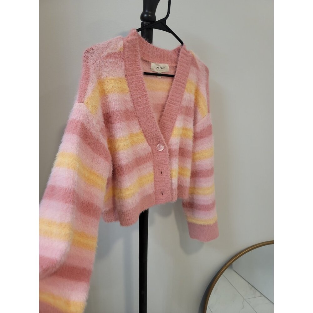L*Space Pink and Yellow Striped Sweater